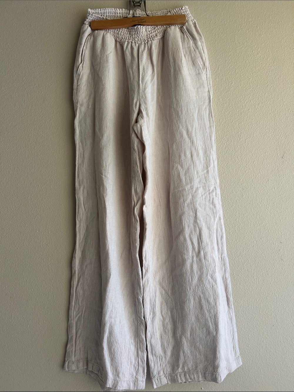 GAP Beige Wide-Leg Linen-Blend women’s flowy pants